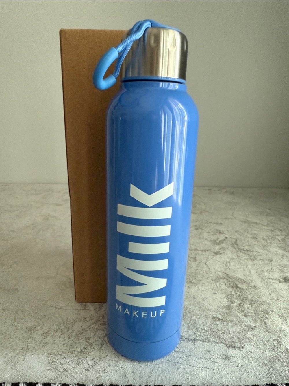 Milk Makeup Light Blue Stainless Steel Water Bottle with White Logo